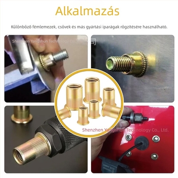 200 darabos rivet nuts készlet, lapos fejű, bordázott felülettel, szénacél, galvanizált, brit szabvány