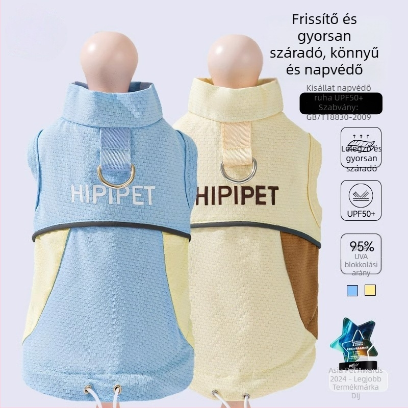Nyári légáteresztő hálós mellény kutyáknak és macskáknak, napvédő, dizájn színblokkal, könnyű