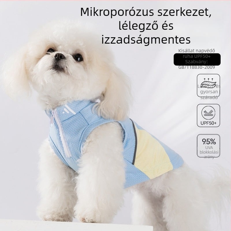 Nyári légáteresztő hálós mellény kutyáknak és macskáknak, napvédő, dizájn színblokkal, könnyű