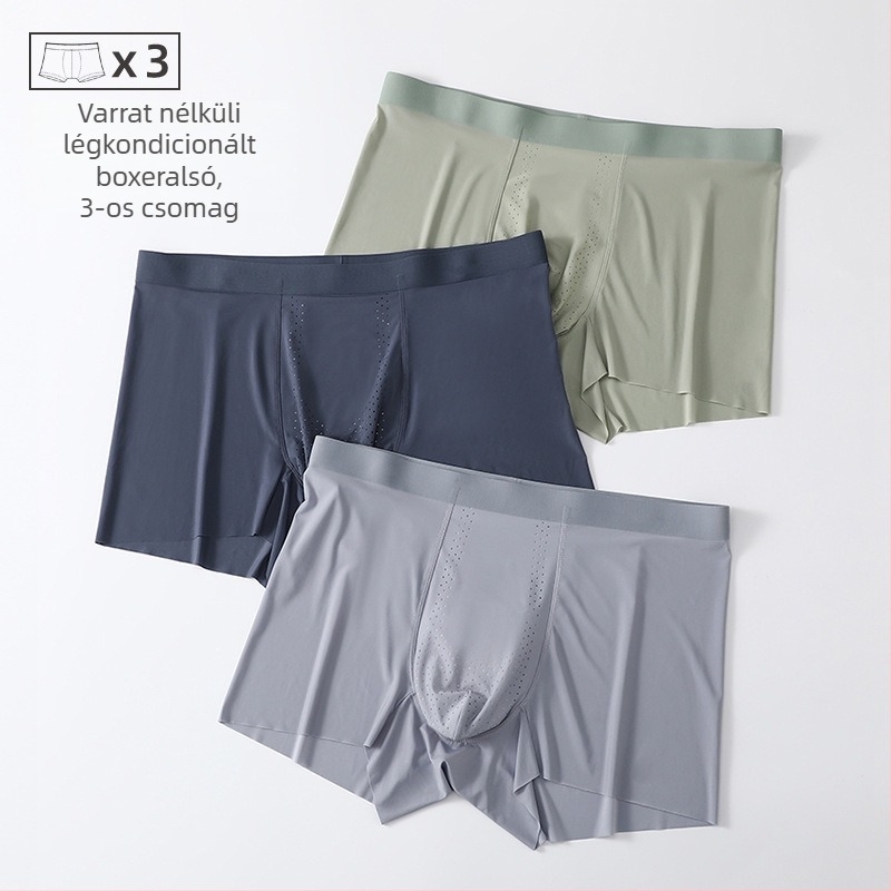 Jégselyem férfi alsónemű nyárra, légáteresztő boxerek Mulberry Silk bélésével, egyszínű