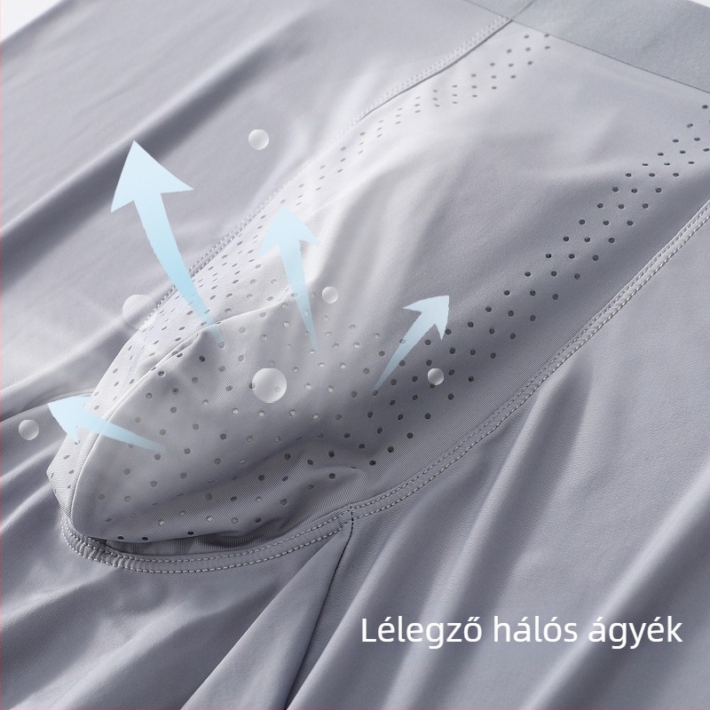 Jégselyem férfi alsónemű nyárra, légáteresztő boxerek Mulberry Silk bélésével, egyszínű