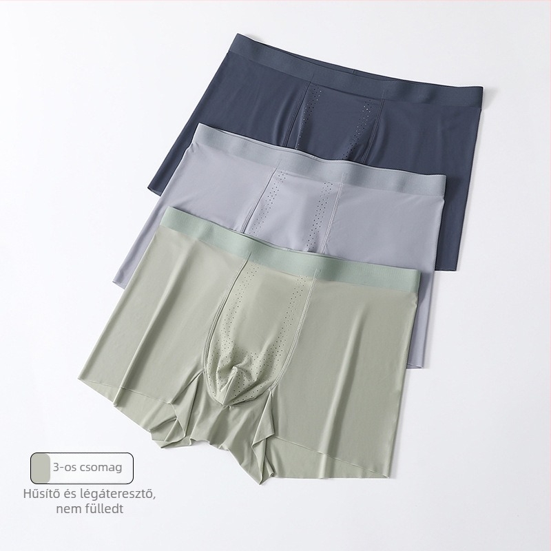 Jégselyem férfi alsónemű nyárra, légáteresztő boxerek Mulberry Silk bélésével, egyszínű