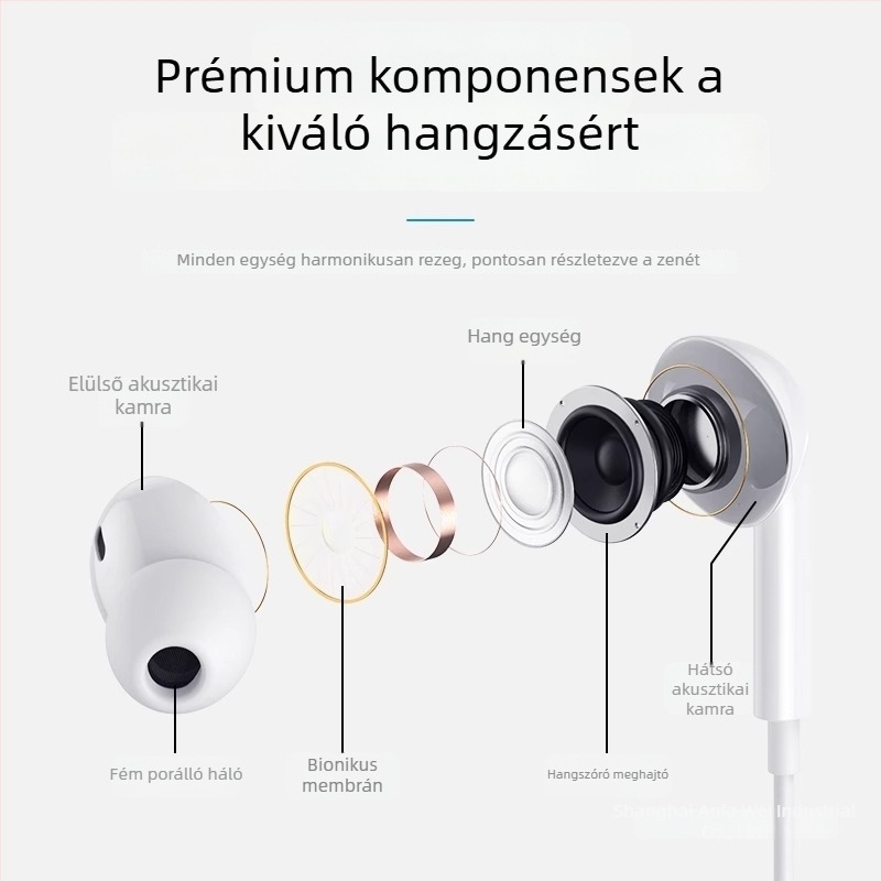 Vezetékes, eredeti, kiváló minőségű in-ear fülhallgató Huawei Pura70/70 Ultra/70 Pro+ kompatibilis