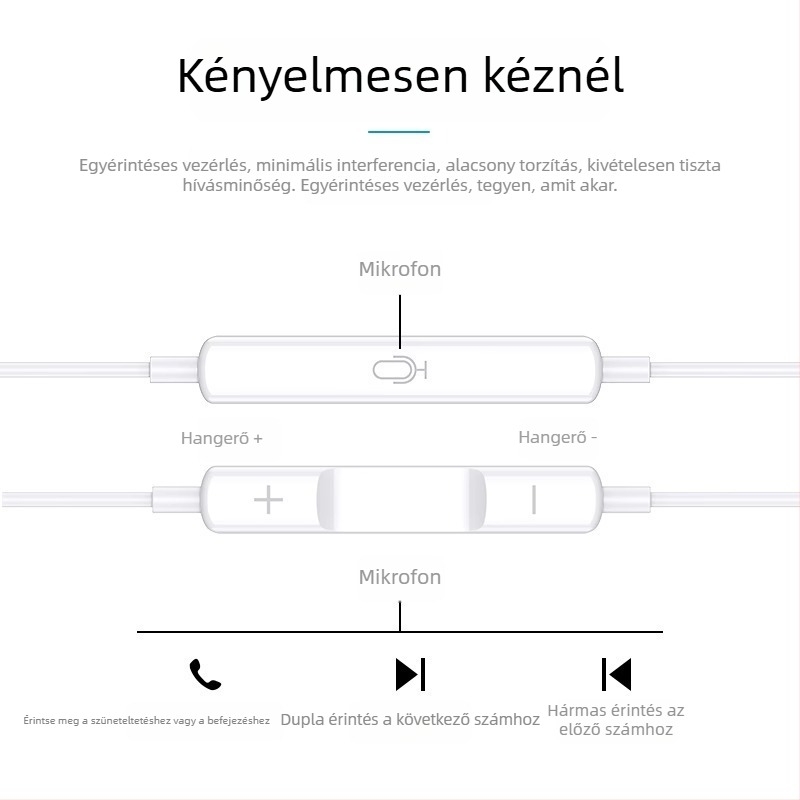 Vezetékes, eredeti, kiváló minőségű in-ear fülhallgató Huawei Pura70/70 Ultra/70 Pro+ kompatibilis
