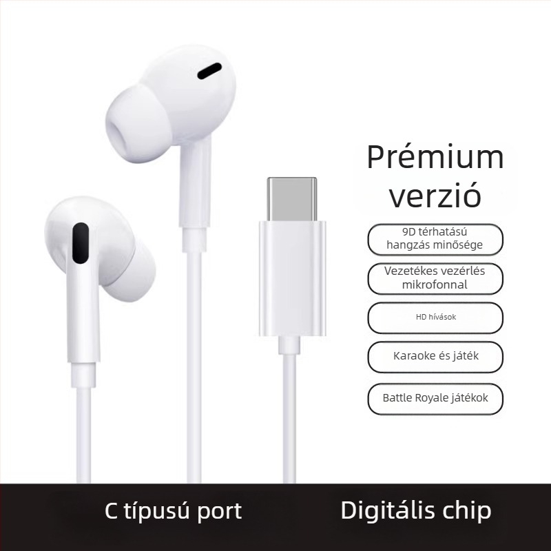Vezetékes, eredeti, kiváló minőségű in-ear fülhallgató Huawei Pura70/70 Ultra/70 Pro+ kompatibilis