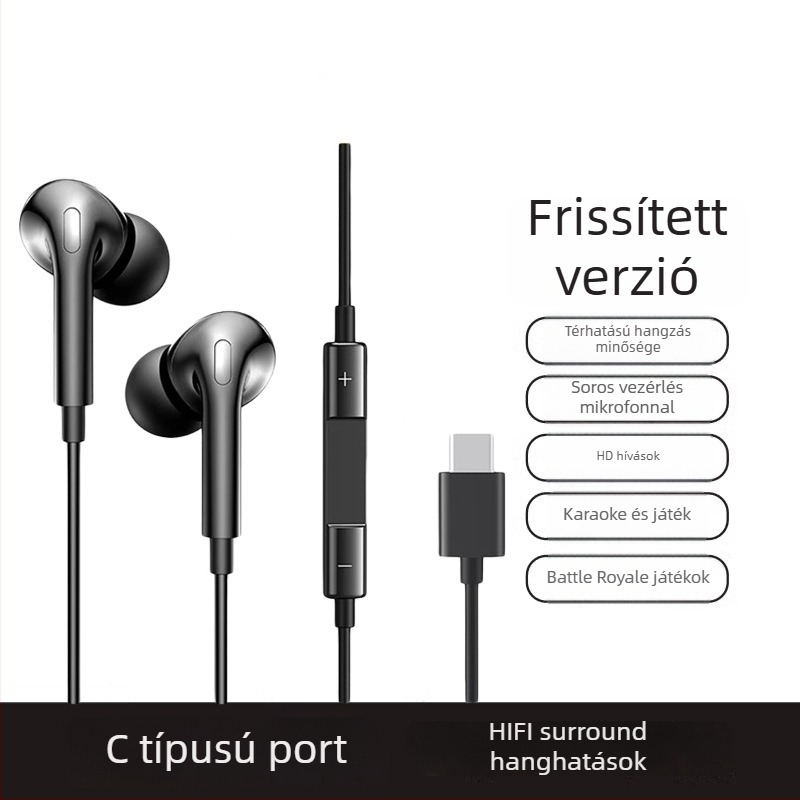 Vezetékes, eredeti, kiváló minőségű in-ear fülhallgató Huawei Pura70/70 Ultra/70 Pro+ kompatibilis