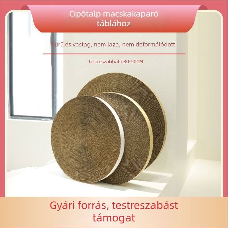Kör alakú macska kaparódeszka cserélhető mag, kopásálló, morzsamentes, gofrált kartonból