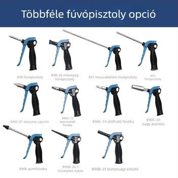 THB pneumatikus porfújó pisztoly, nagy áramlású, műanyag markolattal, fém kivitel, kettős használatú porfúvó
