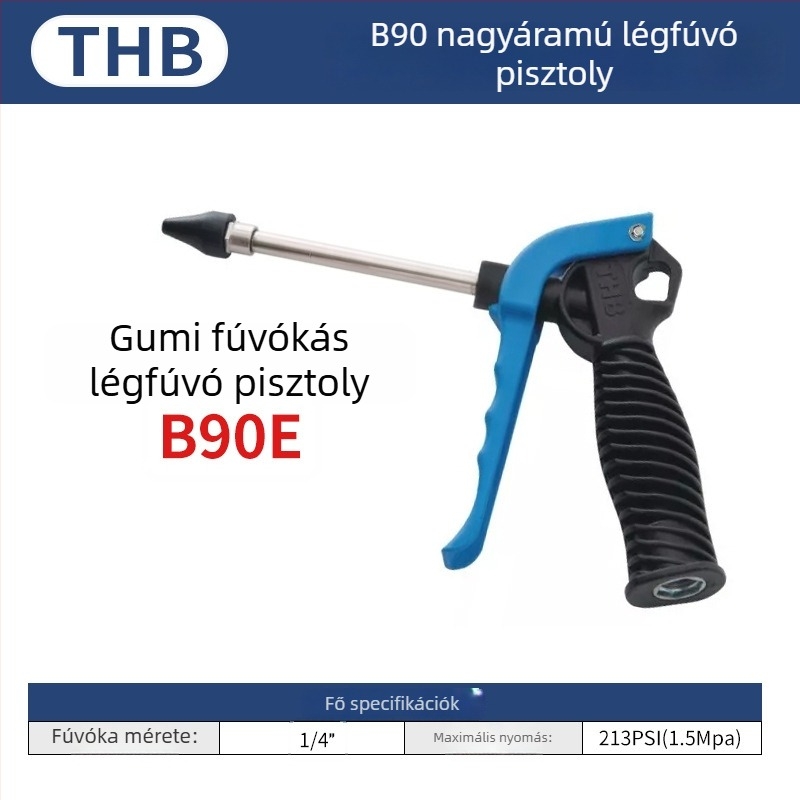 THB pneumatikus porfújó pisztoly, nagy áramlású, műanyag markolattal, fém kivitel, kettős használatú porfúvó