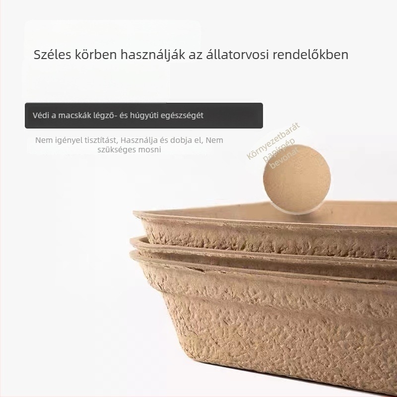 Egyszer használatos macskaalom-tál, mosás nélküli, ideiglenes és hordozható macska toalett, megerősített kartondoboz és macskakaroló deszka