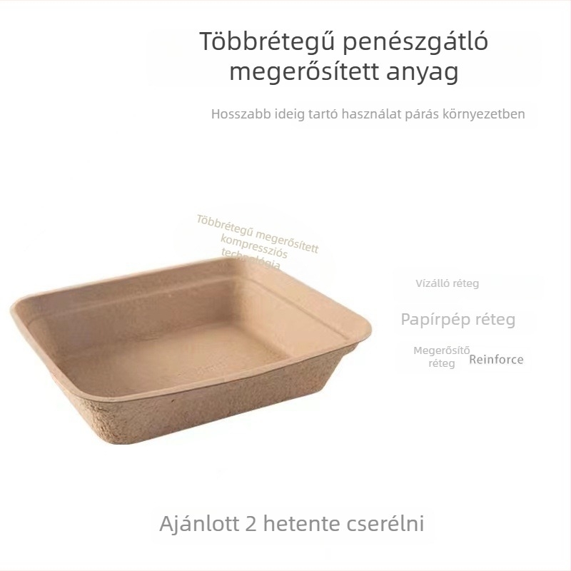 Egyszer használatos macskaalom-tál, mosás nélküli, ideiglenes és hordozható macska toalett, megerősített kartondoboz és macskakaroló deszka
