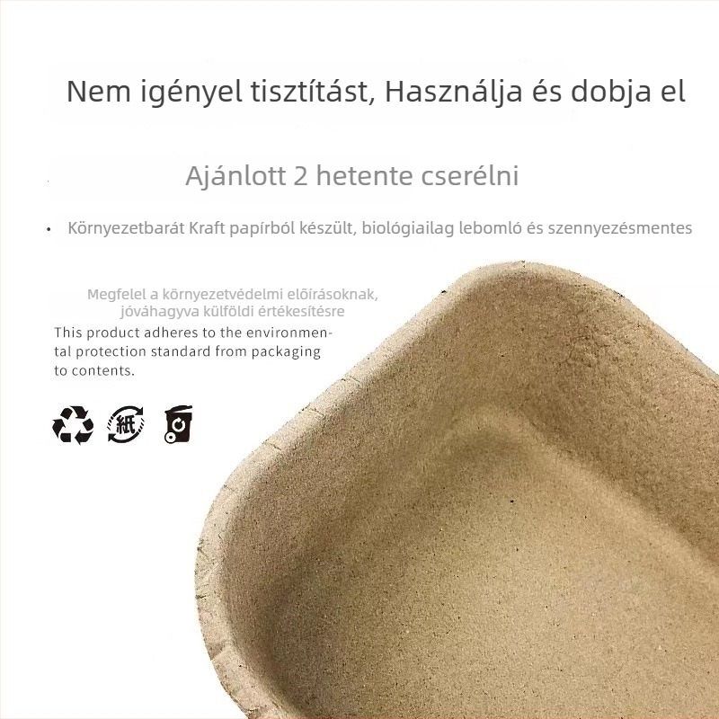 Egyszer használatos macskaalom-tál, mosás nélküli, ideiglenes és hordozható macska toalett, megerősített kartondoboz és macskakaroló deszka