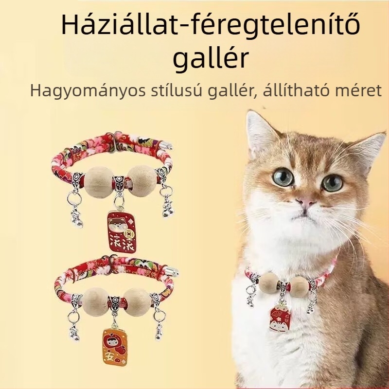 Kamforfa nyakörv háziállatok számára, csengővel — külső parazita elleni védelem, bolha- és kullancs elleni védelem, kölyköknek és macskáknak