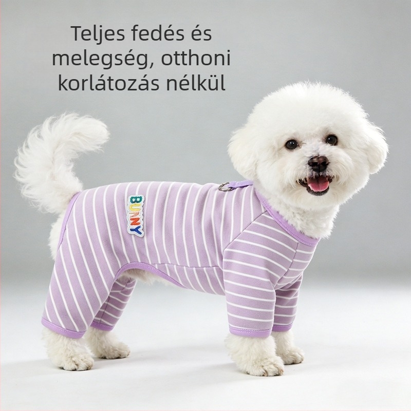 Új csíkos, elasztikus alaprétegű felső négylábú kedvenceinek – Teddy macskáknak és kisméretű és közepes méretű kutyáknak és macskáknak, Derong bársonyból.
