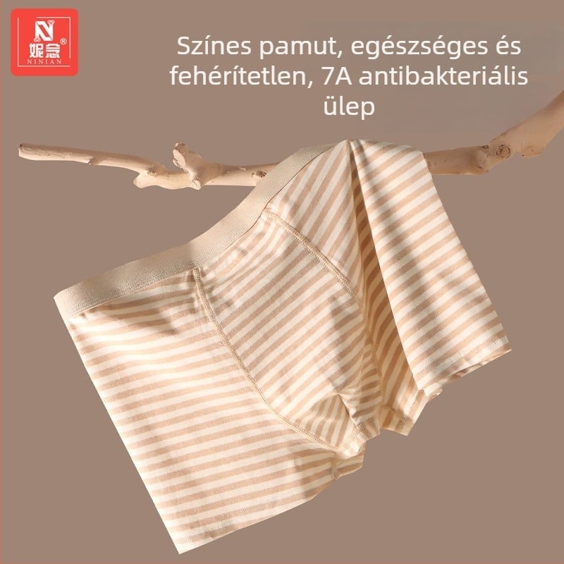 Férfi színes pamut boxeralsónemű antibakteriális intim terület, légáteresztő, középmagas derék, 95% pamut