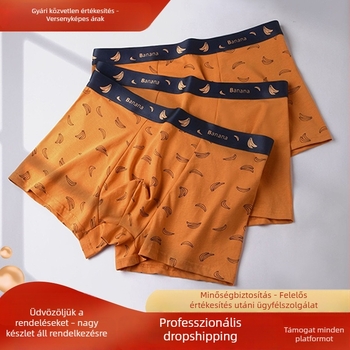 Pamut férfi magas derékú boxer, elasztikus, antibakteriális, kényelmes, 7A