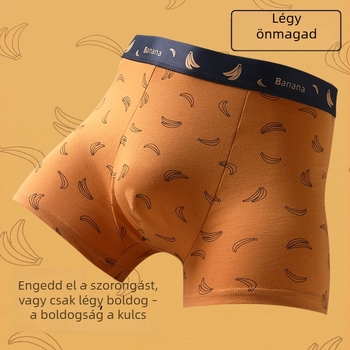 Pamut férfi magas derékú boxer, elasztikus, antibakteriális, kényelmes, 7A