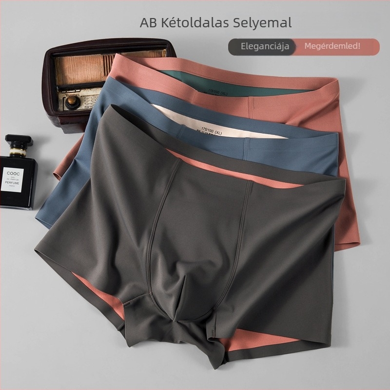 Férfi kétoldalas kontrasztos színű boxeralsó, lélegző Ice Silk anyagból, nylon külső, belső Mulberry selyem bélés, antibakteriális, középmagas derekú, egyszínű