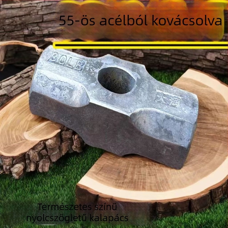 Nyolcszögletes fejű kalapács nagy fejjel – asztalos és kőműves használatra, építőipari kalapács