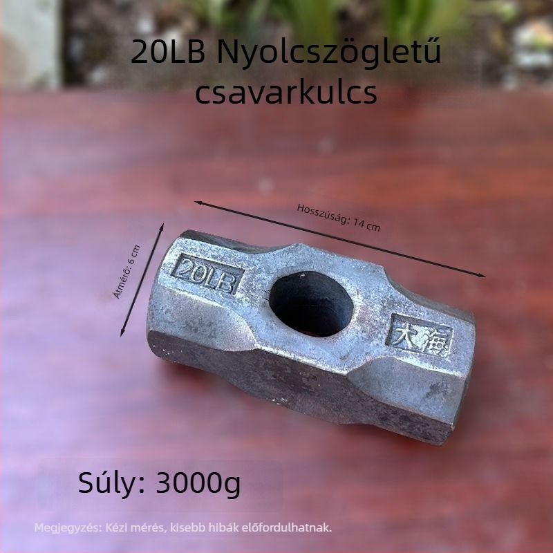 Nyolcszögletes fejű kalapács nagy fejjel – asztalos és kőműves használatra, építőipari kalapács