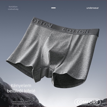 Férfi pamut boxer brief, egyszerű, divatos, lélegző, középmagasságú, egyszínű