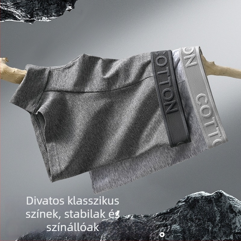Férfi pamut boxer brief, egyszerű, divatos, lélegző, középmagasságú, egyszínű