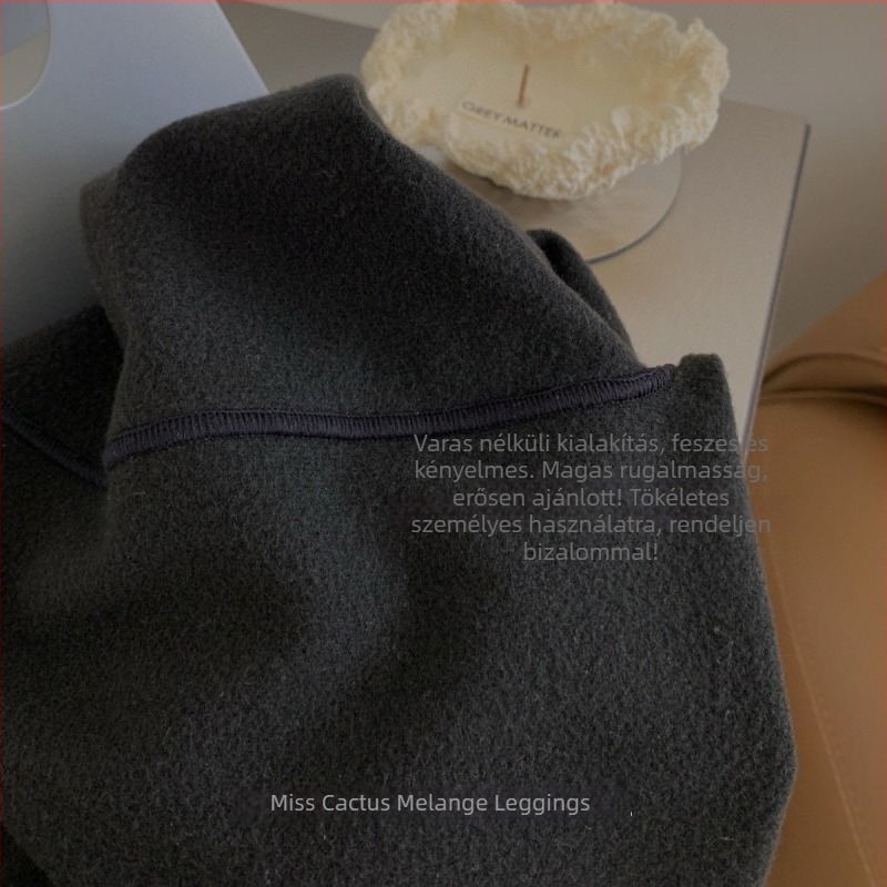 Meila hosszú fekete leggings haskontrollal és fenékemeléssel, fleece béléssel, meleg őszi-téli viselésre