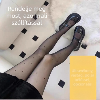 Velúr anyagú, kettős rétegű leválasztható harisnyanadrág szív‑mintás pöttyökkel, fleece‑szel bélelt, tejfehér színben, ősz–télre