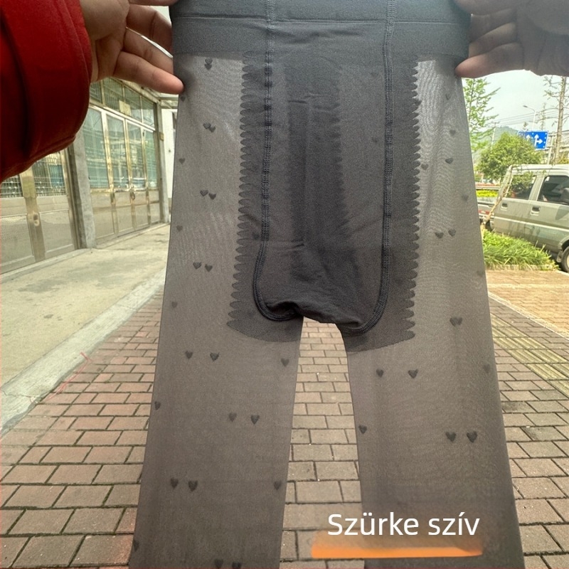 Velúr anyagú, kettős rétegű leválasztható harisnyanadrág szív‑mintás pöttyökkel, fleece‑szel bélelt, tejfehér színben, ősz–télre