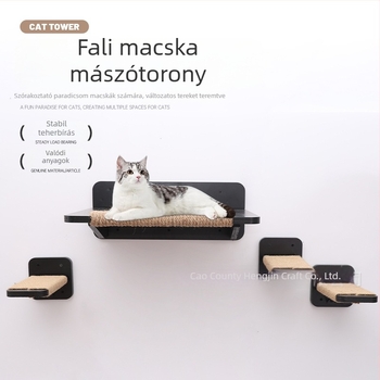 Beltéri fa macska mászókeret, falra szerelt macska mászó létra, szilárd faból készült ugróplatform, függő, több szintes macska mászókeret
