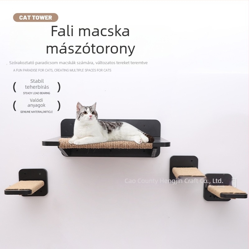 Beltéri fa macska mászókeret, falra szerelt macska mászó létra, szilárd faból készült ugróplatform, függő, több szintes macska mászókeret