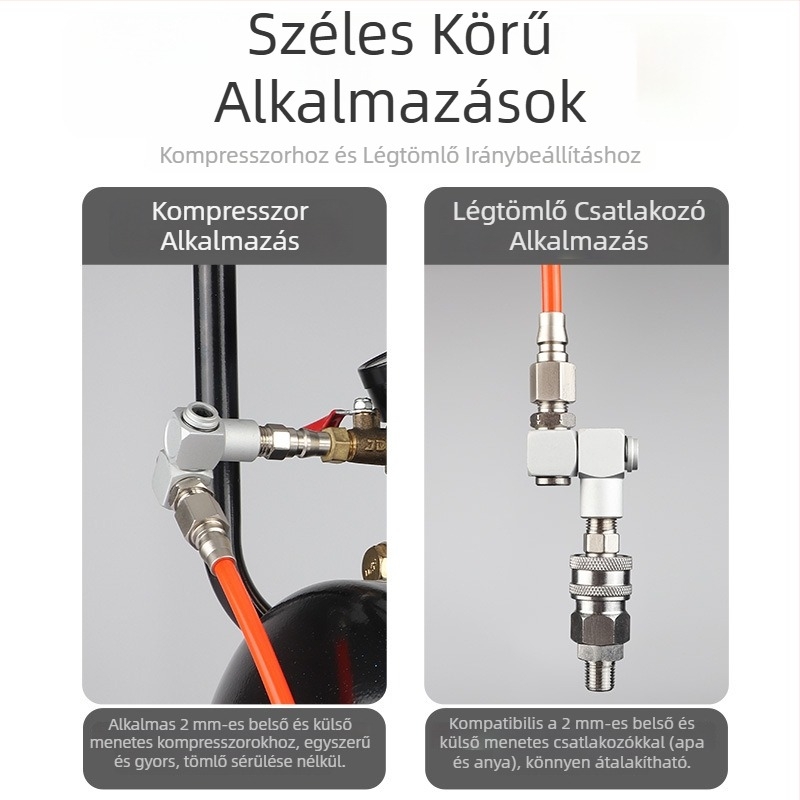 360° forgó pneumatikus univerzális C-típusú levegőcső csatlakozó kompresszorhoz és szögelős pisztolyhoz
