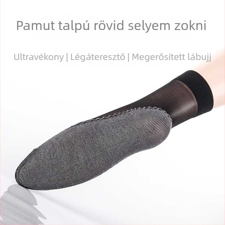 Női bársony-pamut aljú harisnya, rövid cső, 15D, nedvszívó, csúszásmentes, kopásálló, anti-hurok, tavasz–nyár