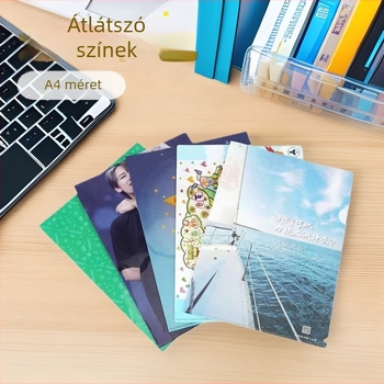 L alakú műanyag mappa A4 méretben, egyoldalú csíptetővel, egyedi logóval, anime stílus