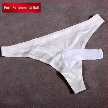 Férfi ultra vékony ice silk alsónemű, szexi átlátszó, harisnyával — tanga és briefs