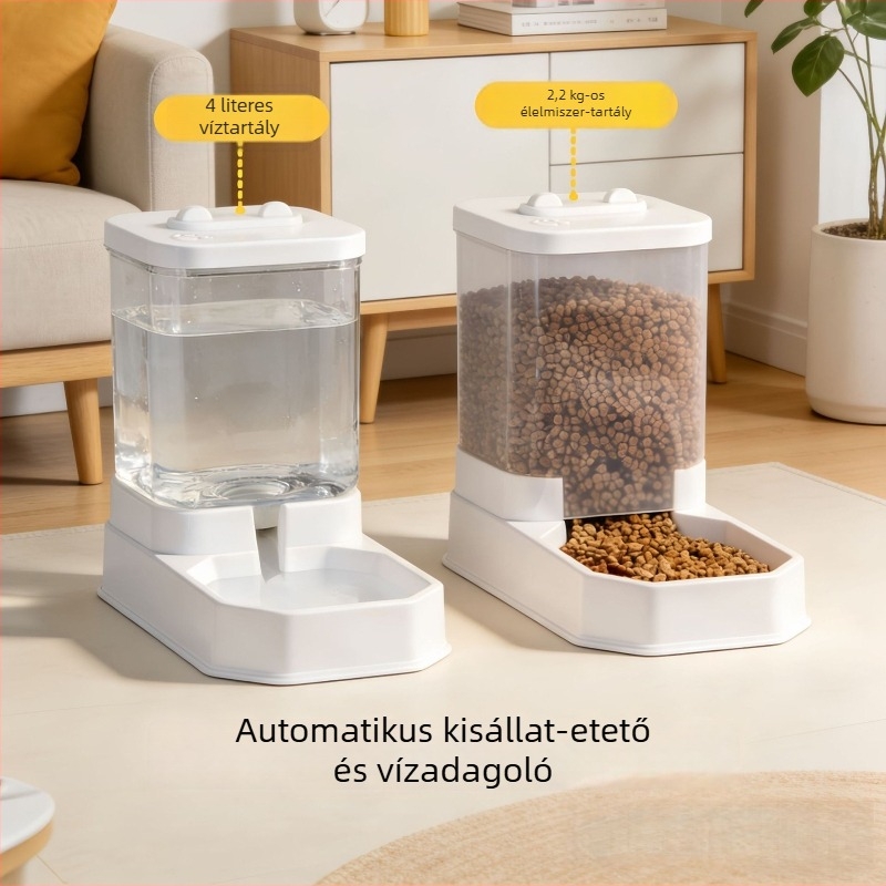 Macska- és kutya automata etető és víz adagoló, macska tál, szifonáramú víztál, kisállat etetőtál.