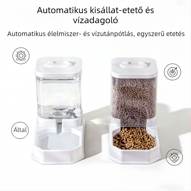 Macska- és kutya automata etető és víz adagoló, macska tál, szifonáramú víztál, kisállat etetőtál.