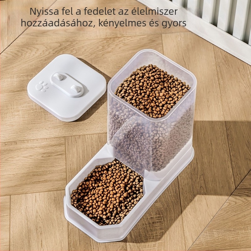 Macska- és kutya automata etető és víz adagoló, macska tál, szifonáramú víztál, kisállat etetőtál.