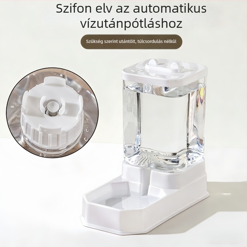 Macska- és kutya automata etető és víz adagoló, macska tál, szifonáramú víztál, kisállat etetőtál.