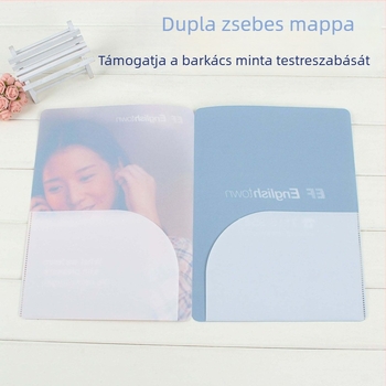 Vastagított L-alakú dupla rekeszes átlátszó mappa, A4-es dokumentumokhoz, matt PP