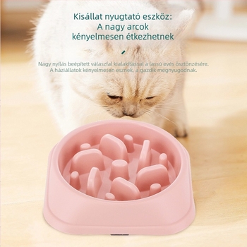 Macska lassú etető tál csúszásmentes alátéttel, fulladás elleni kialakítás, modell 0027o, tömeges csomagolás