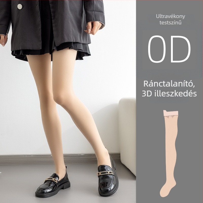 Női fekete átlátszó harisnya, nyárra ultra vékony, anti-szakadás, szexi lábszár látvány, stay-up