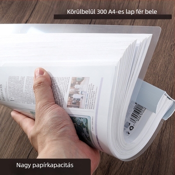 A4-es átlátszó húzórúd klipszes mappa, 30 mm gerinc, nagy kapacitású
