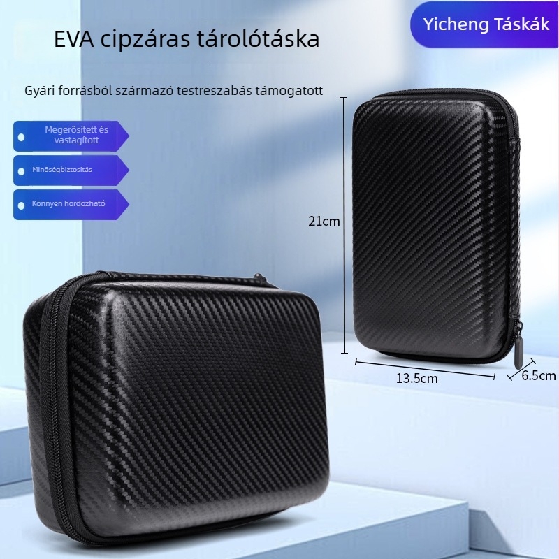 Nagy kapacitású EVA tároló táska 3C digitális kiegészítőkhöz, hordozható nyomásálló csomagoló doboz elektromos jármű töltőkhöz