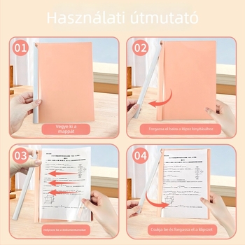 A4-es mappa forgatható húzórúd csíptetővel, Morandi párnával, átlátszó dokumentum mappa