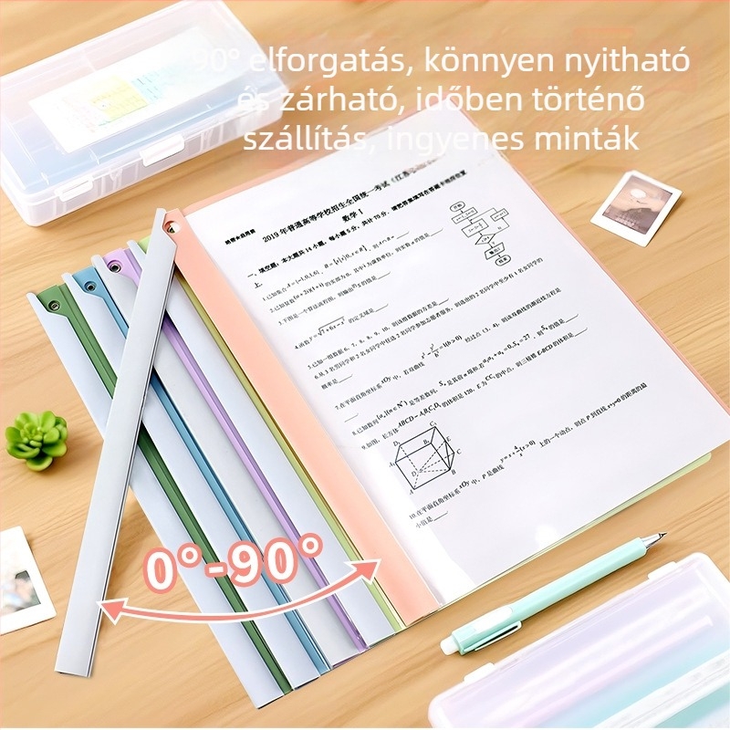 A4-es mappa forgatható húzórúd csíptetővel, Morandi párnával, átlátszó dokumentum mappa