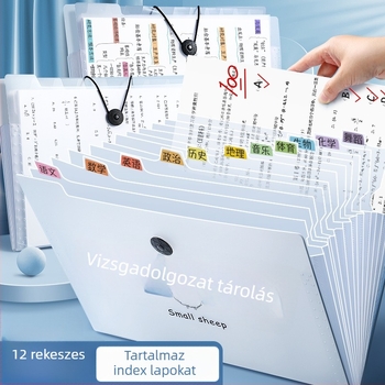 A4-es akordeon mappa, több rekesz, nagy kapacitású dokumentumok számára diákoknak, beszúrható oldalakkal dolgozatok és papírok rendszerezéséhez, irodai kellék