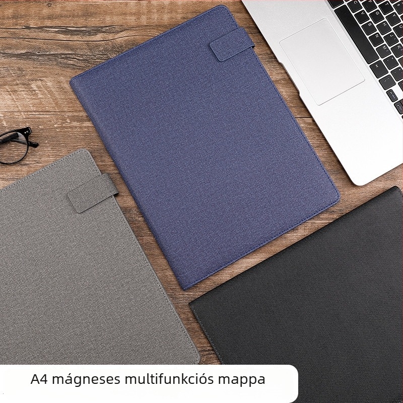 Bőr A4 méretű multifunkciós mappa csattal, dokumentum rendező és logó testreszabás