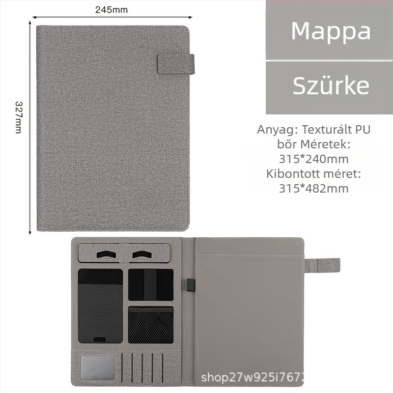 Bőr A4 méretű multifunkciós mappa csattal, dokumentum rendező és logó testreszabás
