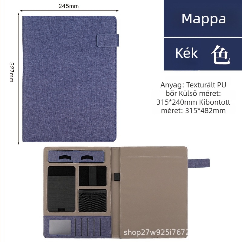 Bőr A4 méretű multifunkciós mappa csattal, dokumentum rendező és logó testreszabás